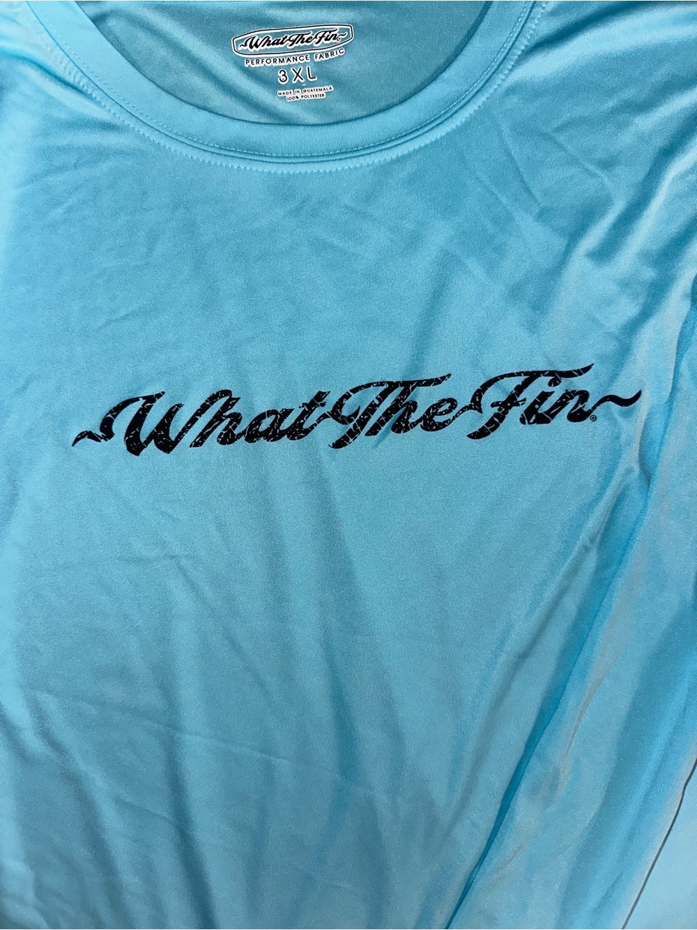 Light Blue Long-Sleeve Script Logo Performance Tee - Picture 2 of 5